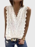 Wholesale Lace V-Neck Sleeveless Tank Top