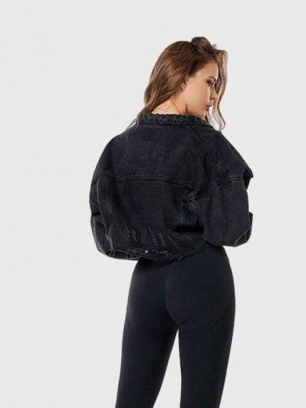 Wholesale Black Denim Cropped Jacket