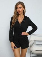 Wholesale Casual Zip Hooded Jumpsuit