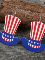 Wholesale Fashion Star Flag Hat PU Earrings