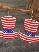 Wholesale Fashion Star Flag Hat PU Earrings