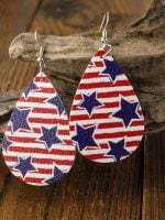 Wholesale Fashion Star Flag Print PU Earrings