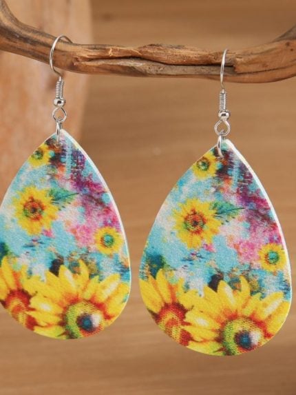 Wholesale Fashion Tie Dye Sunflower Print Earrings