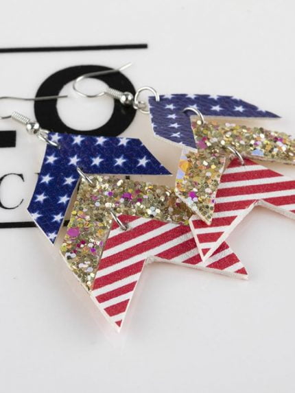 Wholesale Geometric Flag Print Sequin Earrings