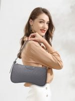 Wholesale Gray Shoulder Bag With Honeycomb-Embossed Pattern