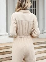 Wholesale Lapel Button Drawstring Jumpsuit