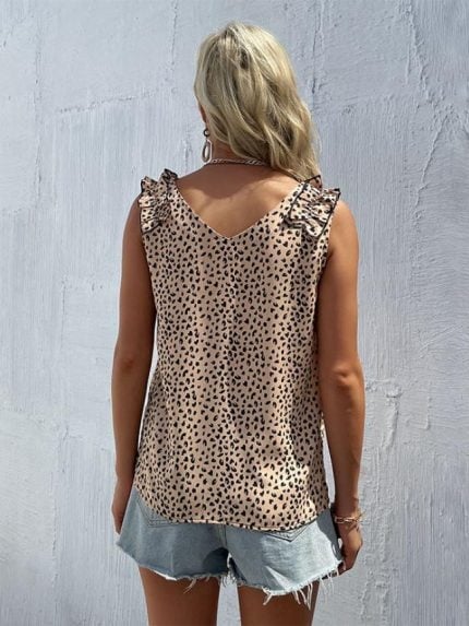 Wholesale Leopard Print V-Neck Casual Tank Top