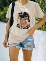 Wholesale Moo I Mean Boo Print Short Sleeve T-Shirt (1)