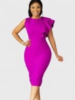 Wholesale Ruffle sleeve hip tight dress