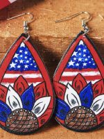 Wholesale Vintage Sunflower Flag Print Earrings