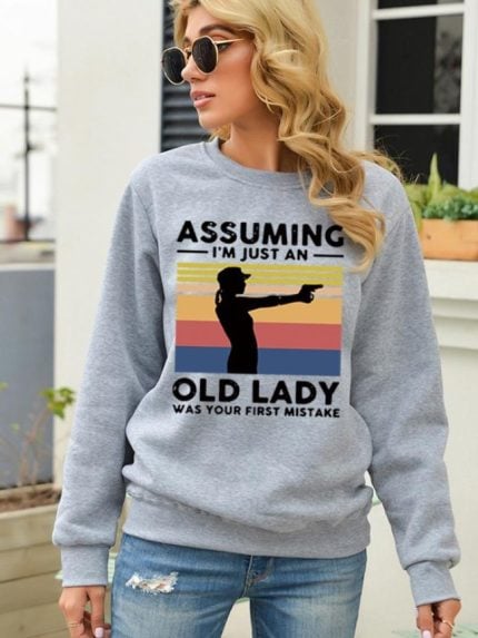 Wholesale ASSUMING Letter Print Fleece Sweatshirt