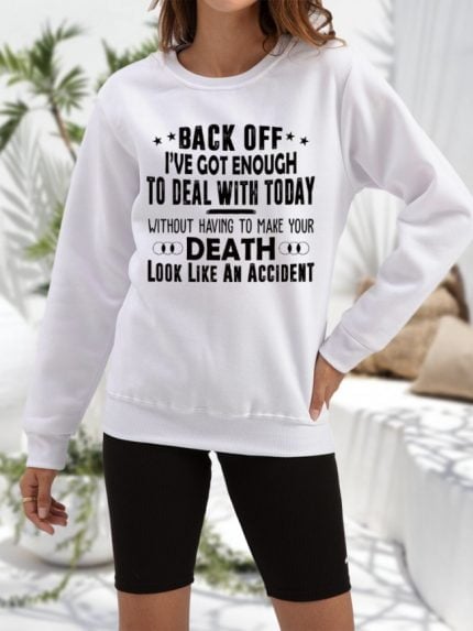 Wholesale BACK OFF Print Fleece Sweatshirt