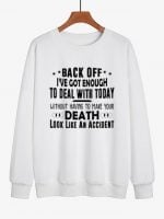 Wholesale BACK OFF Print Fleece Sweatshirt