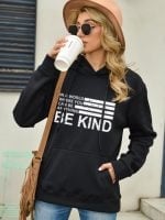 Wholesale BE KIND Print Fleece Hoodie