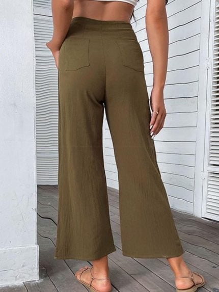 Wholesale Button High Waist Cropped Pants