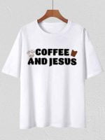 Wholesale COFFEE AND JESUS Print T-Shirt