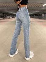 Wholesale Casual washed ripped straight-leg jeans