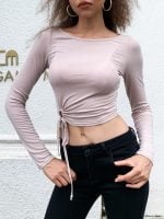 Wholesale Cutout Tie Long Sleeve Top