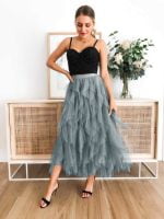 Wholesale Fashion Mesh High Waist Skirt