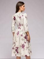 Wholesale Floral Crew Neck Elegant Dress