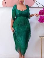 Wholesale Irregular Sexy Tassel Sequin Dress