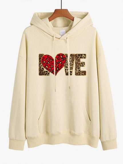 Wholesale Leopard LOVE Print Fleece Hoodie