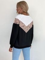 Wholesale Leopard Panel Crew Neck Thin Sweatshirt