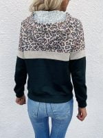 Wholesale Leopard Panel Drawstring Thin Hoodie