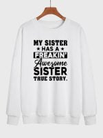 Wholesale MY SISTER Letter Print Fleece Sweatshirt