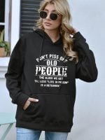 Wholesale OLD PEOPLE Print Fleece Hoodie