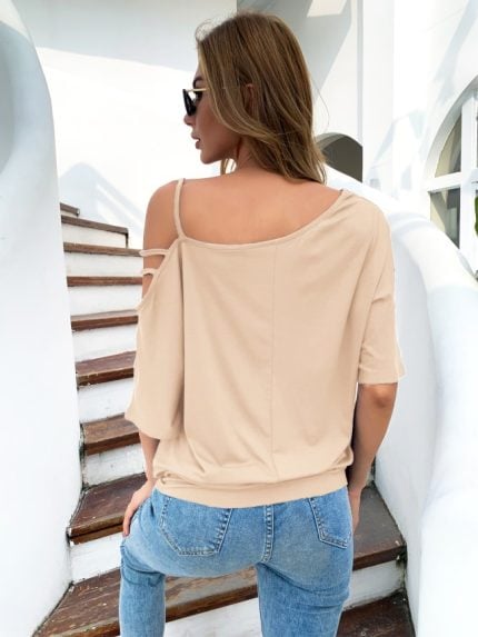 Wholesale Off-Shoulder Short Sleeve T-Shirt