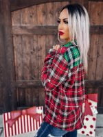 Wholesale Plaid Colorblock Button Shirt