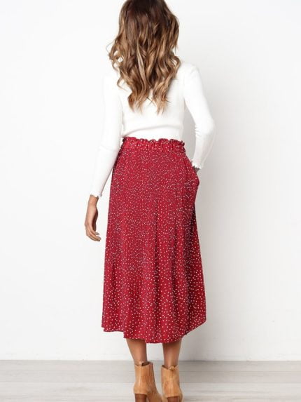 Wholesale Polka Dot Print Pleated Skirt