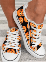 Wholesale Pumpkin Lace-Up Canvas Flats