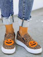 Wholesale Pumpkin Leopard Print Casual Flats