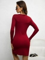 Wholesale Sexy Round Neck Slit Slim Dress