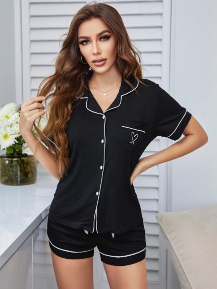 Wholesale Solid Color Heart Line Loungewear