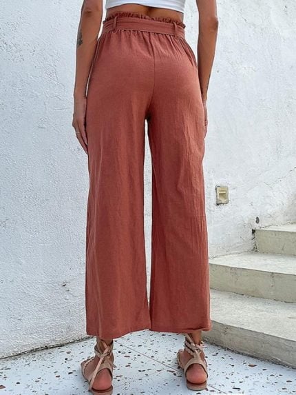 Wholesale Solid Color Loose Cropped Pants