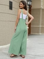 Wholesale Solid Color Loose Pocket Overalls