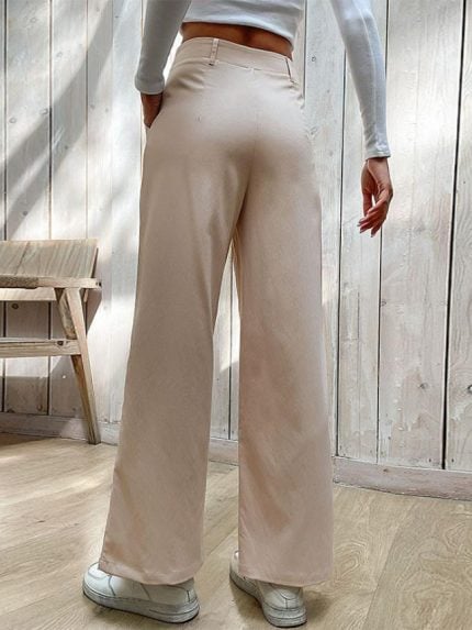 Wholesale Solid Color Stitching Wide Leg Pants