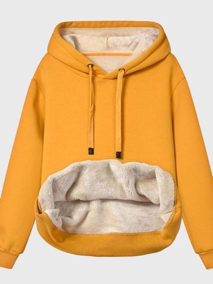 Wholesale Solid Color Warm Fleece Hoodie