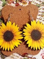 Wholesale Sunflower Pattern Wood Earrings