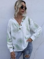 Wholesale Tie Dye V-Neck Long Sleeve Top