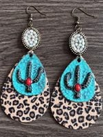 Wholesale Vintage Leopard Cactus Earrings