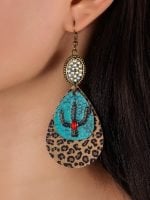 Wholesale Vintage Leopard Cactus Earrings