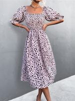 Wholesale Vintage Square Neck Puff Sleeve Dress