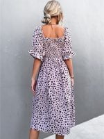 Wholesale Vintage Square Neck Puff Sleeve Dress