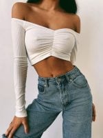 Wholesale long sleeve slim crop top