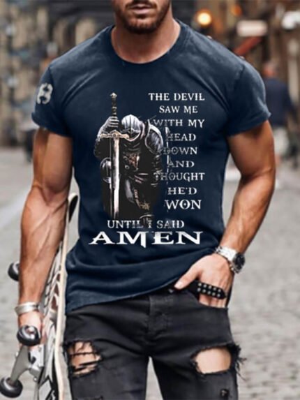 AMEN Printed Short Sleeve Casual T-Shirt