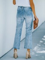 Wholesale Acid Wash Destroyed Pocket Flare Jeans